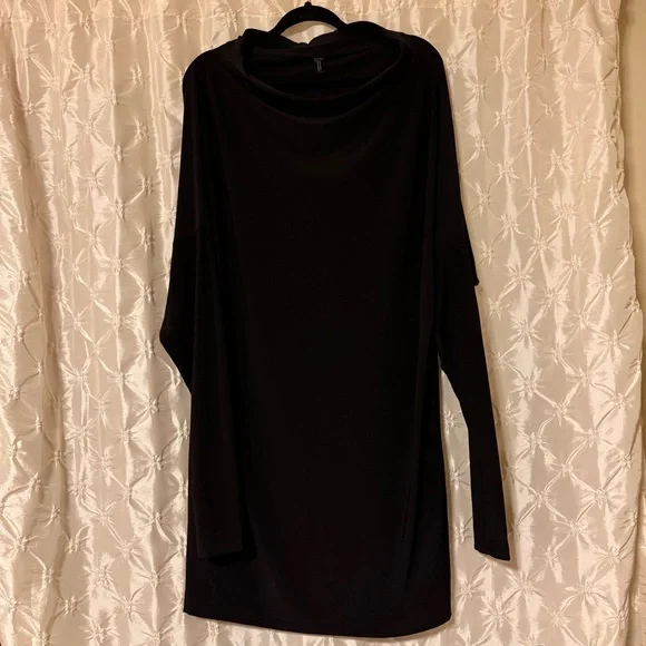 Norma Kamali Black All-In-One Multi-Wear Dress Long Sleeve Shift Skirt Strapless - Picture 2 of 16